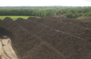 Windrows of compost in a processing plant source Suffolk recycling