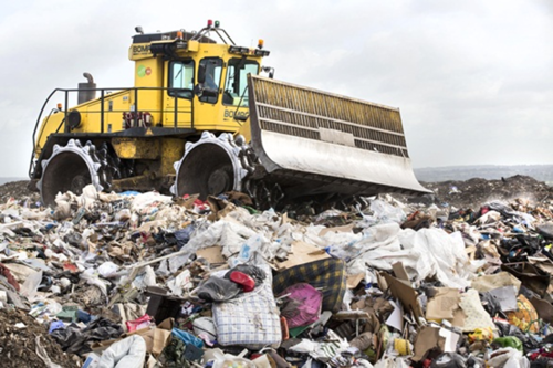 General Picture of Landfill Compactor compacting MSW Waste