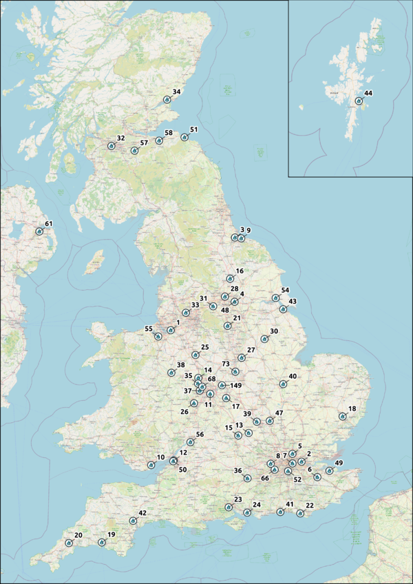 Locations of Operational residual waste EfWs in the UK