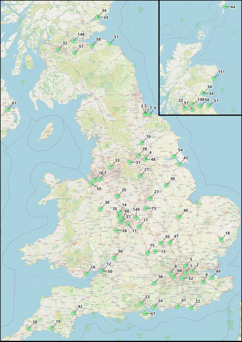 Locations of Operational residual waste EfWs in the UK